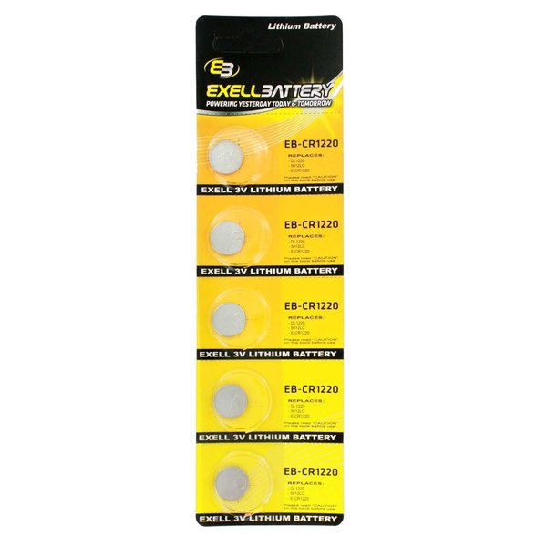 Exell Battery 5pack Exell 3V Lithium Coin Cell Battery Replaces DL1220 EB-CR1220